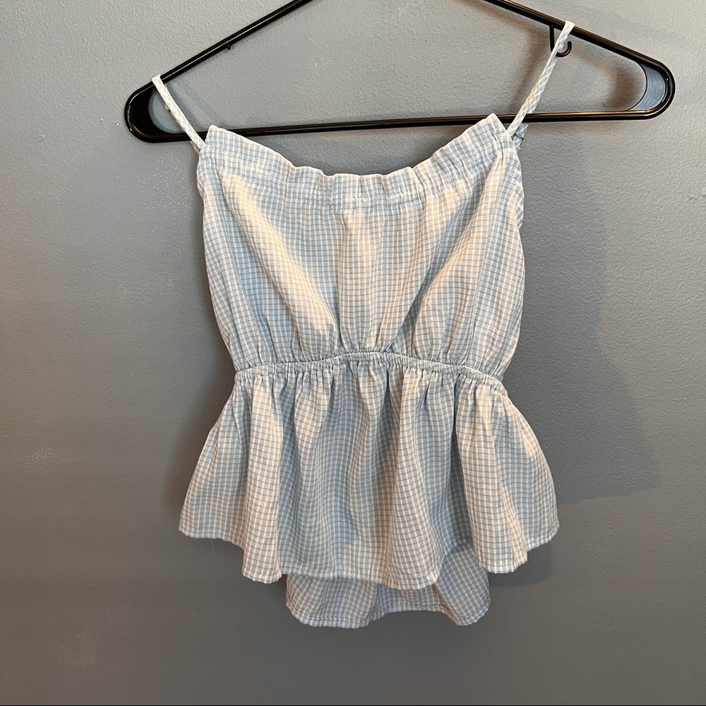 Plaid babydoll tie top